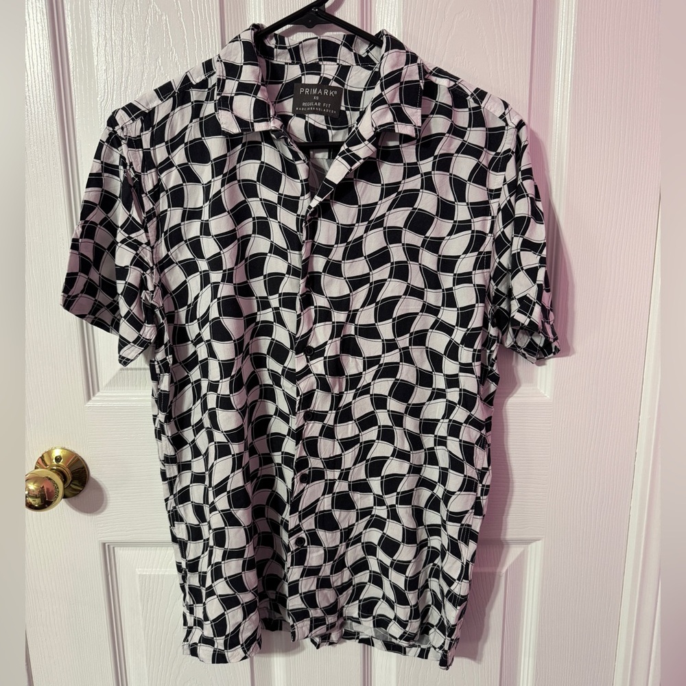 Primark Black and White Patterned Men's Shirt